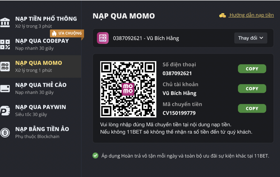 Nạp qua Momo